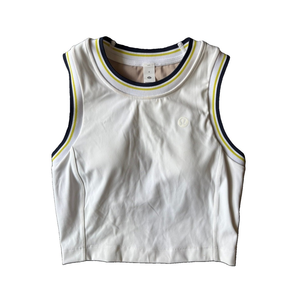 Lululemon Varsity Scoop-Neck Cropped Tennis Tank Top White Women's Size 4